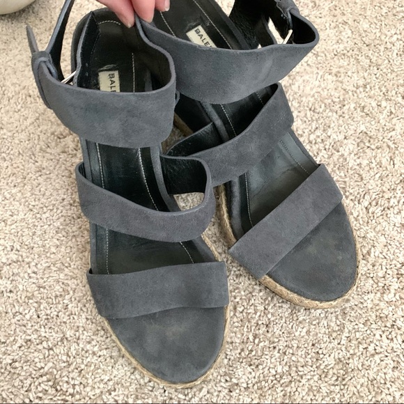 Balenciaga Charcoal Grey Suede Wedges - Picture 6 of 10